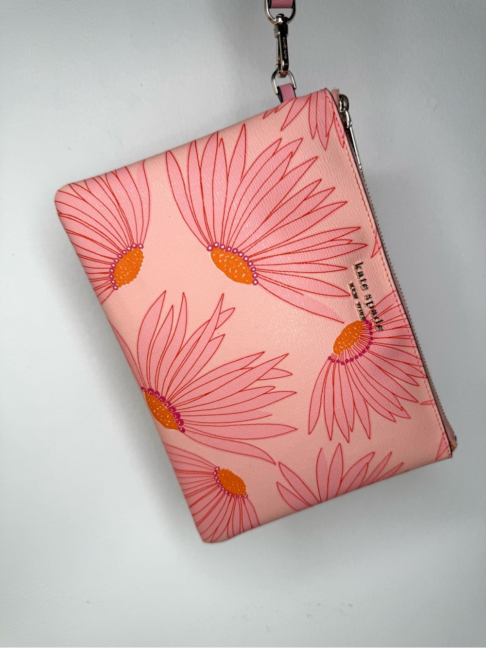 kate spade Pink Floral Wristlet Clutch with Orange Accents - Picture 7 of 8